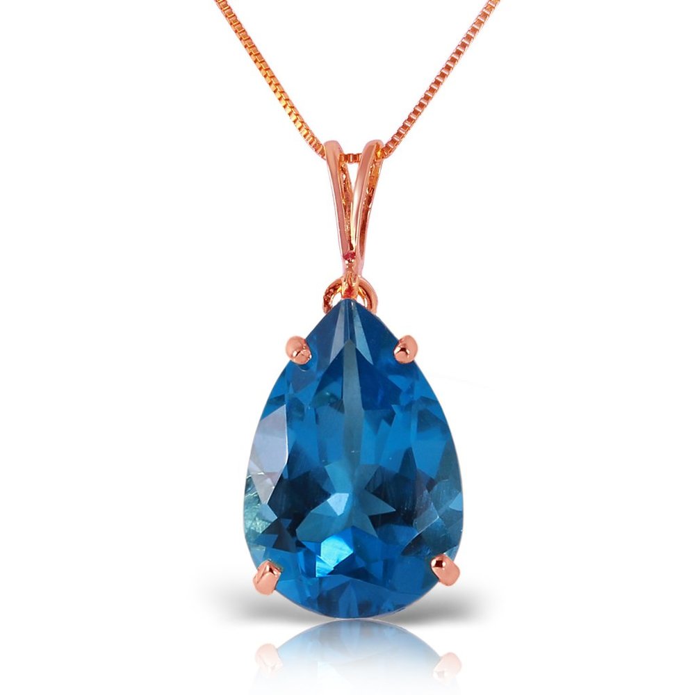 14K. SOLID GOLD NECKLACE WITH NATURAL BLUE TOPAZ - Picture 2 of 6